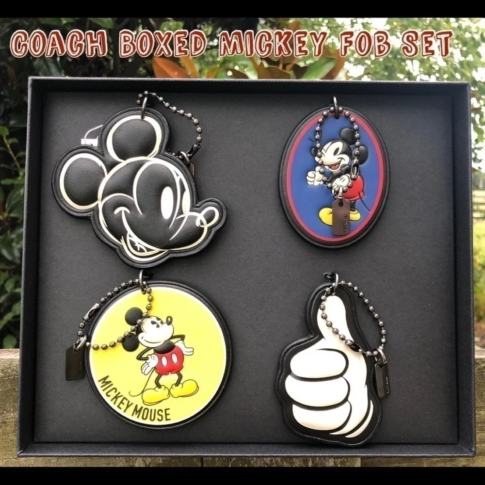 Coach Boxed Set Large Mickey Mouse Keychain Fob Set